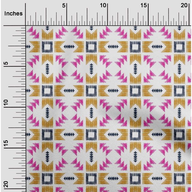 oneOone Cotton Poplin Fabric Geometric Ikat Print Sewing Fabric BTY 56 Inch Wide