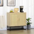 thumbnail image 2 of HOMCOM Wood Sideboard Storage Cabinet w/ Rattan Doors, Adjustable Shelf, 2 of 10