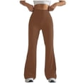 thumbnail image 2 of yoeyez Plus Size Leggings for Women Tummy Control High Waist Yoga Pant Soft Stretch Quick Drying Tight With Pockets, Brown S, 2 of 5