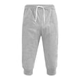 thumbnail image 3 of Posijego Men's Capri Joggers Drawstring Elastic Waist Sports Running Shorts Solid Color Casual Shorts, 3 of 4