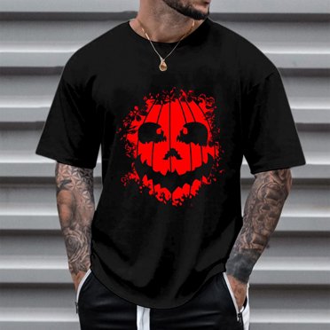 T-Shirts Graphiques pour Hommes avec Imprimé de Citrouille d'Halloween, T-Shirts Athlétiques Décontractés pour le Quotidien et les Activités de Plein Air