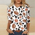 thumbnail image 2 of Blouses pour Femmes T-Shirt Imprimé Manches 3/4 Blouse Col Rond Décontracté, Blouses pour Femmes T-Shirts pour Femmes, Blouses pour Femmes Décontractées, 2 of 5
