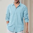 thumbnail image 2 of GigrtiJin Chemise en Lin pour Homme à Boutons, Manches Longues, Col à Revers, Chemises Unies, Mode Décontractée, Confortable, Chemises Amples, 2 of 6