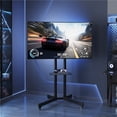 thumbnail image 3 of Yaheetech Adjustable Mobile TV Stand Cart with Wheels, Shelf, Cable Management, Black, 3 of 7