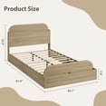 thumbnail image 3 of Towallmark Sturdy Storage Headboard Bed Frame - Wooden Platform, Raised Footboard, Slat Support, No Box Spring Needed, White & Walnut, Bedroom Furniture, Golden Sandalwood, TWIN Size, 3 of 7