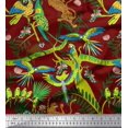 thumbnail image 1 of Soimoi Polyester Crepe Fabric Branches,Parrot & Leopard Jungle Print Fabric by The Yard 52 Inch Wide, 1 of 1