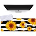 thumbnail image 2 of Extended Gaming Mouse Pad (31.5x11.8 in), Large Non-Slip Rubber Base Mousepad,Waterproof Keyboard Mouse Mat Desk Pad for Work, Game, Office, Home - Black and White Yellow Flower Sunflower, 2 of 5