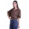thumbnail image 3 of Moomaya Hauts Cache-Cœur pour Femmes Imprimés Taille Élastique Manches Boxy Blouse Cache-Cœur Décontractée, 3 of 4