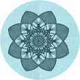 thumbnail image 1 of Ahgly Company Tapis Rond Lavable en Machine Intérieur Transitionnel Vert Profond, 8 Pieds Rond, 1 of 7