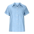 thumbnail image 4 of Dealovy Plus Size Womens Button down Shirts Cotton Linen Rolled Short Sleeve Loose Casual Work Blouses, 4 of 5