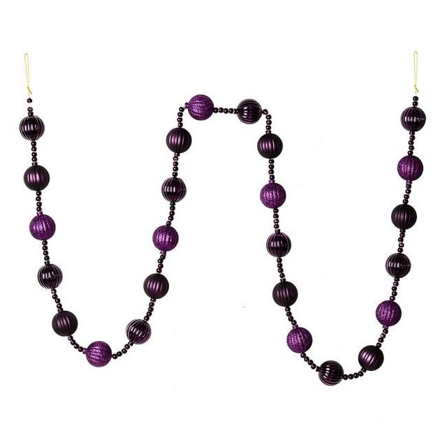 Vickerman M183534 6 ft. Lilac Stripe Ball Garland