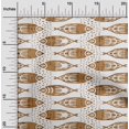 thumbnail image 2 of oneOone Silk Tabby Light Brown Fabric Asian Block Fish Sewing Material Print Fabric By The Yard 42 Inch Wide, 2 of 4