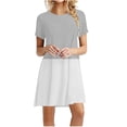 thumbnail image 1 of Pisexur Robe à Manches Courtes à Col Rond pour Femme, Robe Décontractée à Blocs de Couleur Imprimée à Manches Courtes à Col Rond pour Femme, Robe pour Femme, 1 of 4