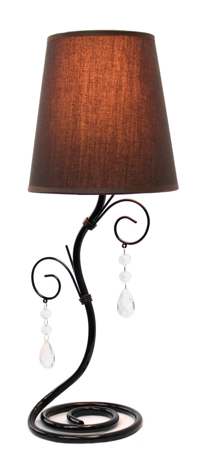 Lampe de table en vigne torsadée Simple Designs avec abat-jour en tissu et cristaux suspendus