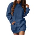 thumbnail image 1 of BADHUB Robe à Capuche Surdimensionnée à Manches Longues pour Femmes, Robe Chandail à Capuche Couleur Unie Tunique Décontractée Ample Chandail Midi avec Poches Offres Prime Day Bleu m, 1 of 5