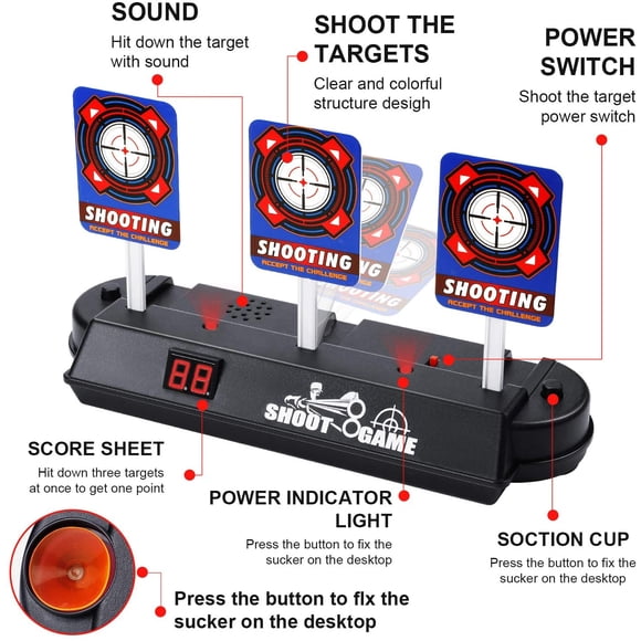 Dispositif de Cible Électronique Numérique pour Pistolets Nerf, Réinitialisation Automatique Effet intelligent Lumière-Son 2020 Nouveau Jouet de Cible pour Nerf N-Strike Elite, Mega, Rival series