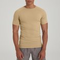 thumbnail image 2 of cfhntfmh Men's Muscle T Shirts Ribbed Knit Stretch Short Sleeve Round Neck Workout Tees Solid Color Slim Fit Knit Shirts, 2 of 7