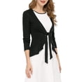 thumbnail image 1 of Allegra K Women's Dressy Cardigan Sweaters Tie Front Draped Ruffle Knit Cardigans M Black, 1 of 8