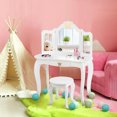 thumbnail image 3 of Gymax Makeup Dressing Table Chair Set Princess Vanity & Tri-folding Mirror White, 3 of 10