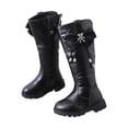 thumbnail image 1 of Pandaie Knee High Boots Girls Fashion Bowknot Riding Mid Calf Booties Low Heel Winter Dress Combat Boot Black 1.5, 1 of 5