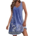thumbnail image 1 of Pisexur Robes d'Été pour Femmes Boho Robe de Plage Florale Col en V Sans Manches Mini Robes Décontractées Fluides Robe Débardeur pour Vacances à la Plage avec Poches, 1 of 6