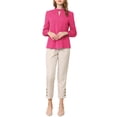 thumbnail image 2 of INSPIRE CHIC Women's Stand Collar Pleated Button Keyhole Button Blouse, 2 of 6