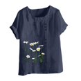 thumbnail image 3 of Birdeem T-Shirt Ample Décontracté d'Été pour Femme à Col Rond, Manches Courtes, à Imprimé Floral, 3 of 12