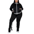 thumbnail image 4 of MAWCLOS Women Plus Size Slim Leg Sweatsuits Running Long Sleeve Jacket+Sweatpants Black XXXXL, 4 of 5