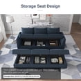 thumbnail image 2 of HONBAY Elegant Velvet Convertible Sleeper Sectional Sofa Bed with Storage, Navy Blue, 2 of 9