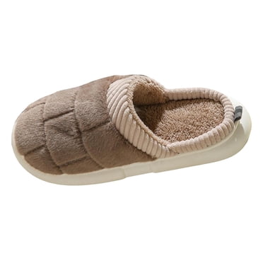 Kogui House Slippers for Men Slip On Men's Corduroy Scuff Slippers Soft Comfy Memory Foam Non-slip Indoor House Shoes Size 9 (Brown,9)