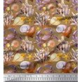 thumbnail image 1 of Soimoi Brown Rayon Fabric Crab,Shell & Coral Ocean Print Fabric by Yard 42 Inch Wide, 1 of 3