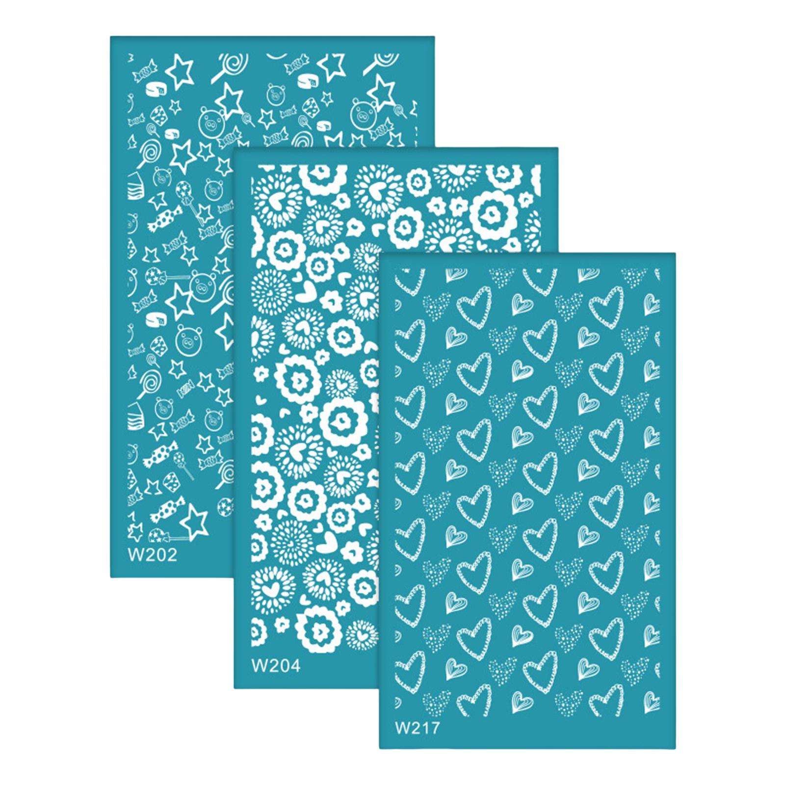 Rongfmy 3Pcs Clay Tool Silk Screen Stencils, Reusable Silkscreen Print Kit, Silk B