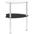 thumbnail image 2 of vidaXL 2-Tier Side Table Transparent & Black 38x38x50cm Tempered Glass, 2 of 5