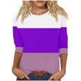 thumbnail image 1 of Birdeem Blouse pour Femmes Mode Blouses Amples à Blocs de Couleur Imprimé T-Shirt à Manches 3/4 Col Rond, 1 of 1