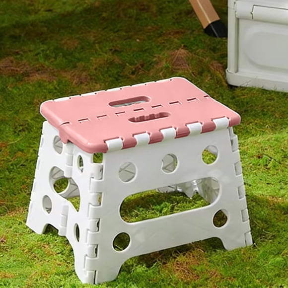 ZZkhGO Foldable Stool, Thickened Plastic Chair for Kids Adults, Portable Folding Stool with Skidproof Pads for Home Outdoor Fishing Camping, Pink