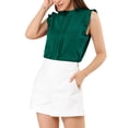 thumbnail image 4 of INSPIRE CHIC Women's Sleeveless Work Blouses Ruffled Pleated Chic Tops Dark Green S, 4 of 7