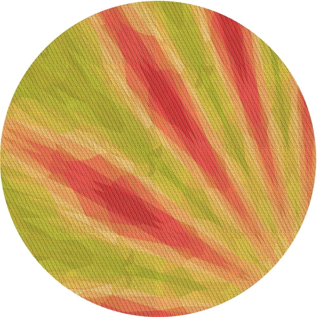 Ahgly Company Machine Washable Indoor Round Transitional Orange Red Orange Area Rugs, 6' Round