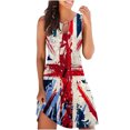 thumbnail image 2 of Dvkptbk Robes Drapeau Américain pour Femmes Été Plage Sans Manches Robe d'Été Évasée Décontractée Ample Robe T-Shirt - Soldes d'Été Liquidation, 2 of 5