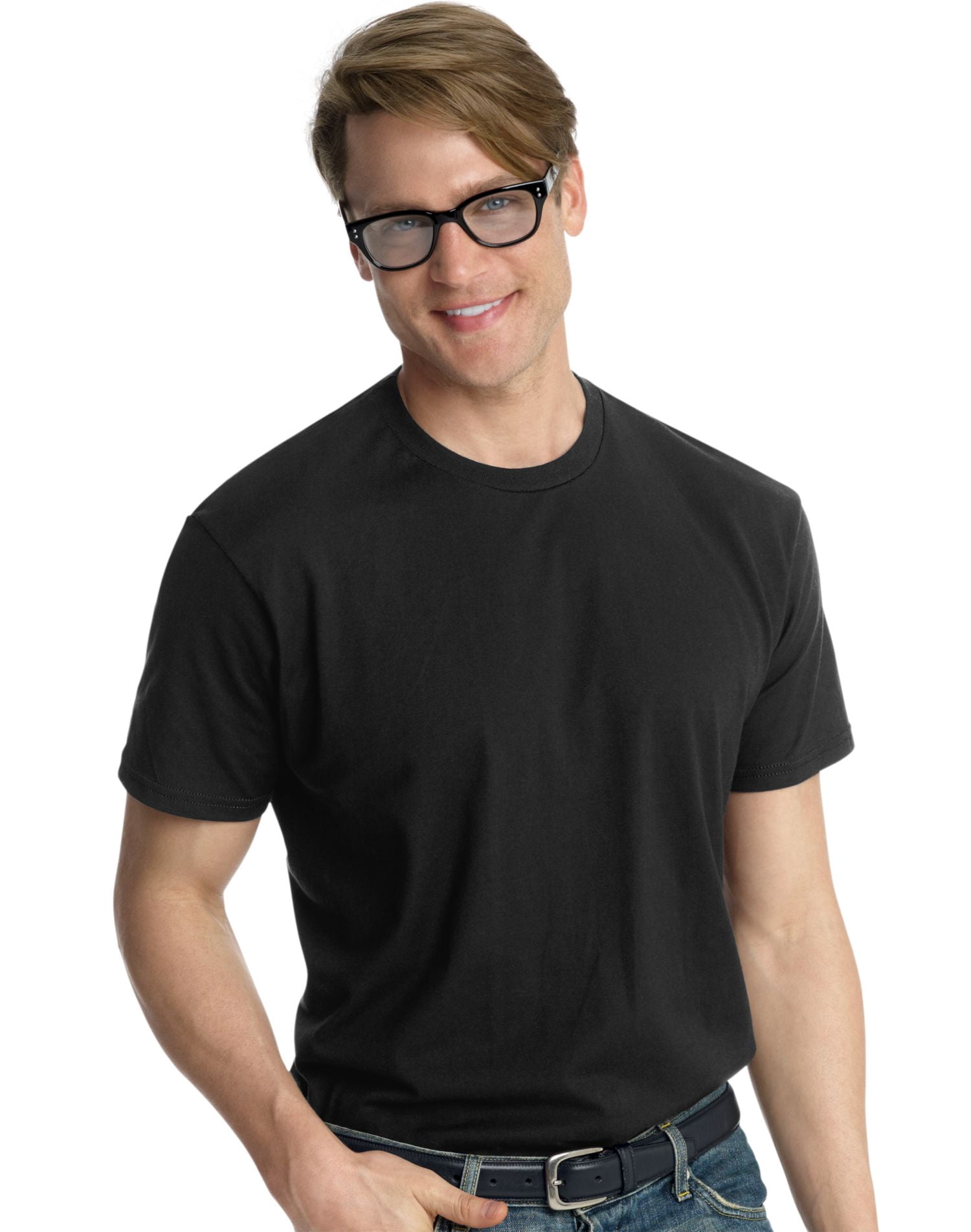 Hanes Nano-T T-shirt pour Homme, P, Noir