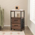 thumbnail image 4 of Gymax Table de Chevet 2 Pcs Table d'Appoint de Chevet avec 2 Tiroirs en Tissu et Tablette de Rangement, 4 of 9