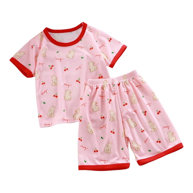 PMVFHDE Ensemble T-Shirt à Manches Courtes et Shorts Imprimé Dessin Animé pour Garçons, Col Rond Mignon avec Pantalon Assorti Tenue Décontractée pour Temps Chaud 2 Pcs Z25024A-Rouge, 18-24 Mois