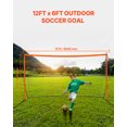 thumbnail image 2 of KFFKFF Portable Soccer Goal, 12x6 ft Adults Kids Backyard Soccer Net, Large Practice Soccer Net, Steel Fiberglass Structure Training Goal Set, All-Weather Outdoor Soccer Goals, 2 of 9