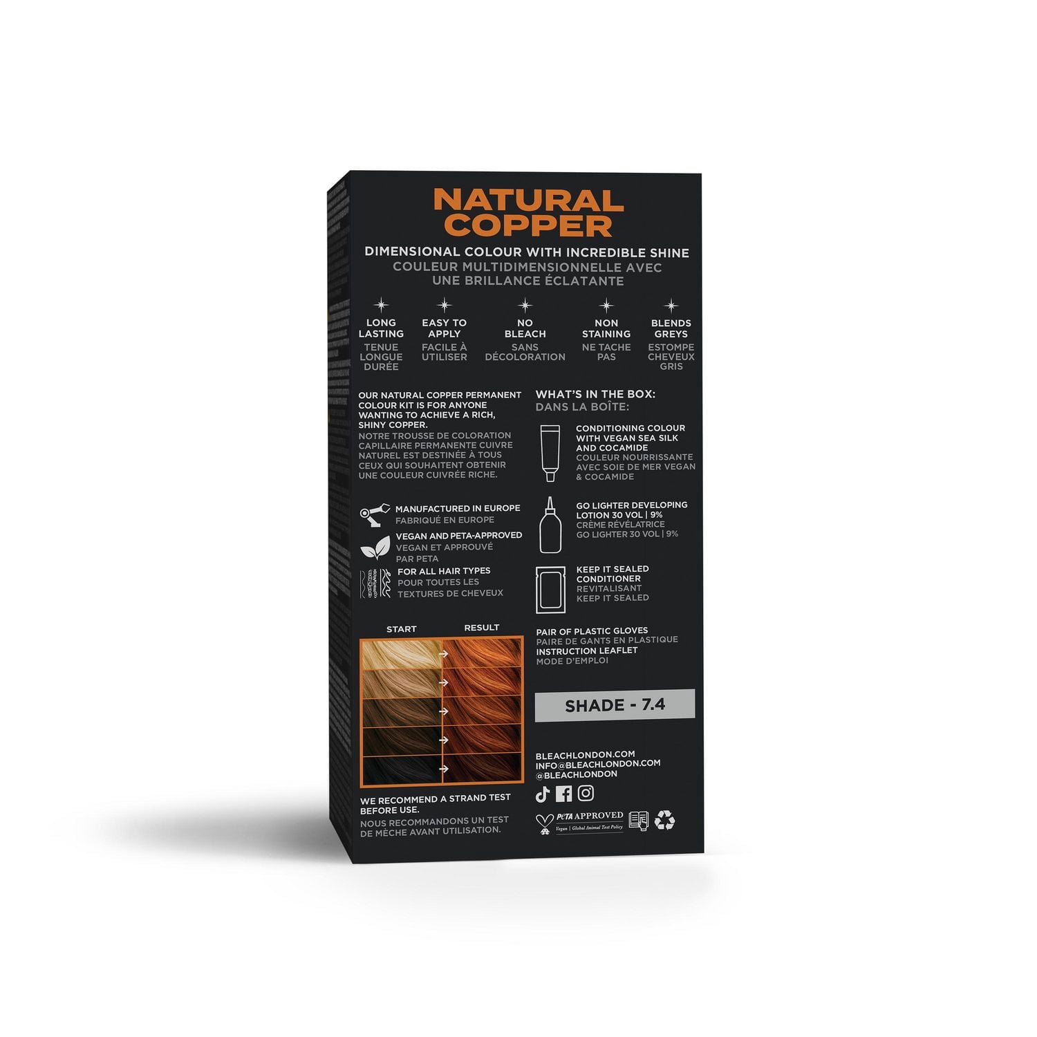 Trousse De Coloration Permanente Cuivre Naturel Bleach London
