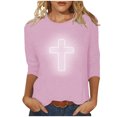 thumbnail image 2 of EGNMCR Easter T-Shirts Imprimés pour Femmes T-Shirts Graphiques T-Shirts pour Femmes Mode Femme Décontracté Noël Imprimé Col Rond Blouse Imprimée T-Shirt Manches 3/4 T-Shirt Blouses T-Shirts pour Femmes, 2 of 4