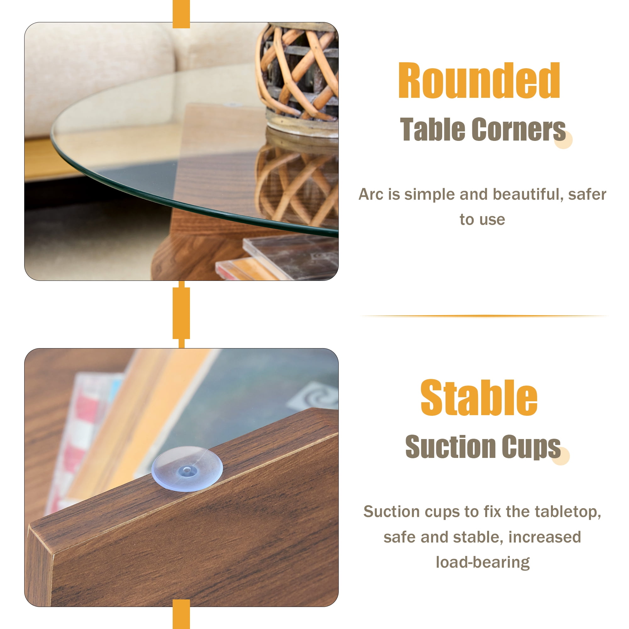 Noble House 31.5" Round Tempered Glass Coffee Table,Fan-Shaped Bracket,Walnut