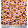 thumbnail image 1 of Soimoi Moss Georgette Fabric Pumpkin Halloween Print Sewing Fabric Yard 42 Inch Wide, 1 of 1