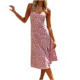 thumbnail image 1 of Fridja Femmes Casual Fleur Impression Slim Plage Licou Bretelles Robe Bretelles, 1 of 9