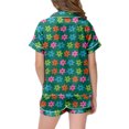 thumbnail image 3 of MIASHUI Girls Pajamas Set Flower Pattern Button-Down Sleepwear 2 Piece Nightwear,Green,8-9 Years, 3 of 4