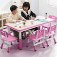 thumbnail image 1 of GloryStar 47.2" Height Adjustable Kids Table & 6 Chair Set, Non-Slip Legs, Perfect Preschool Activity Desk for Ages 2-10, 1 of 7