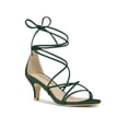 thumbnail image 1 of BLISSFUL STEP Sandales à Lacets à Brides à Talon Kitten pour Femmes pour la Rentrée Vert 9, 1 of 7